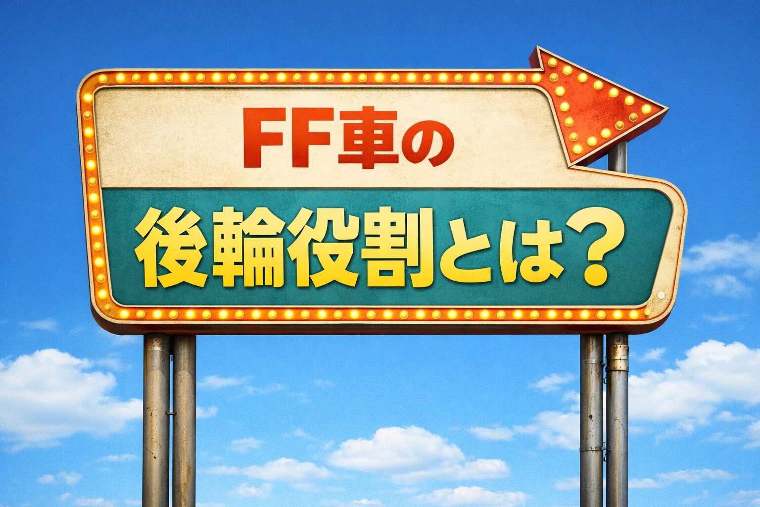 FF車の後輪の役割を問いかける看板風アイキャッチ画像