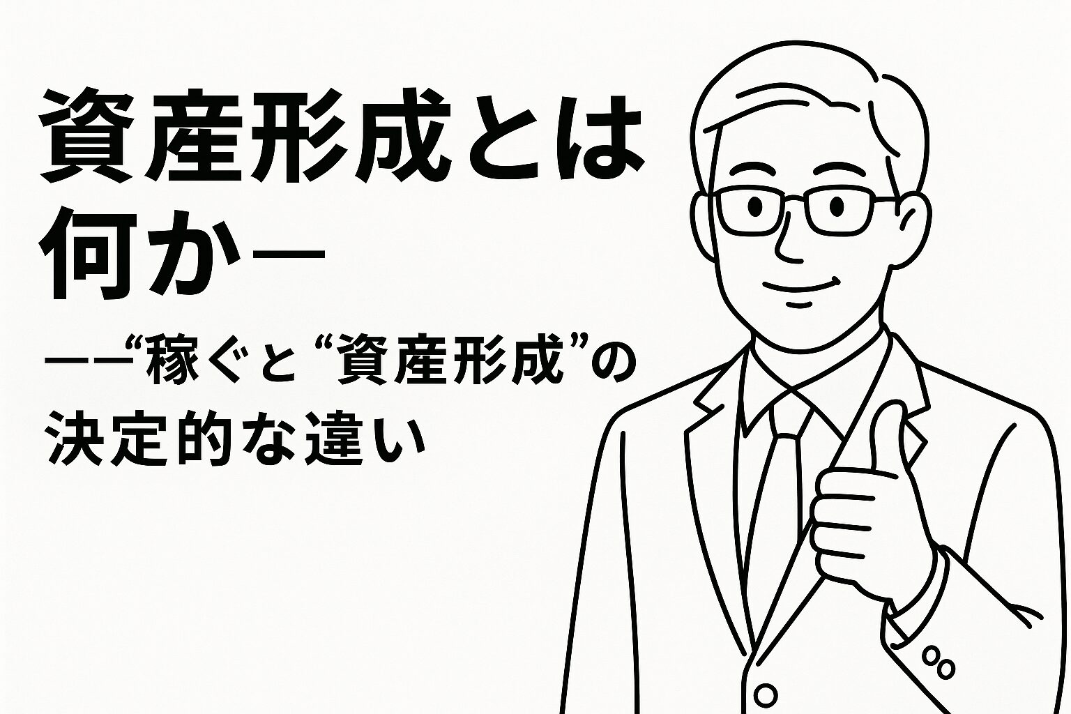 白地に黒い線で描画した人物がサムアップしている。